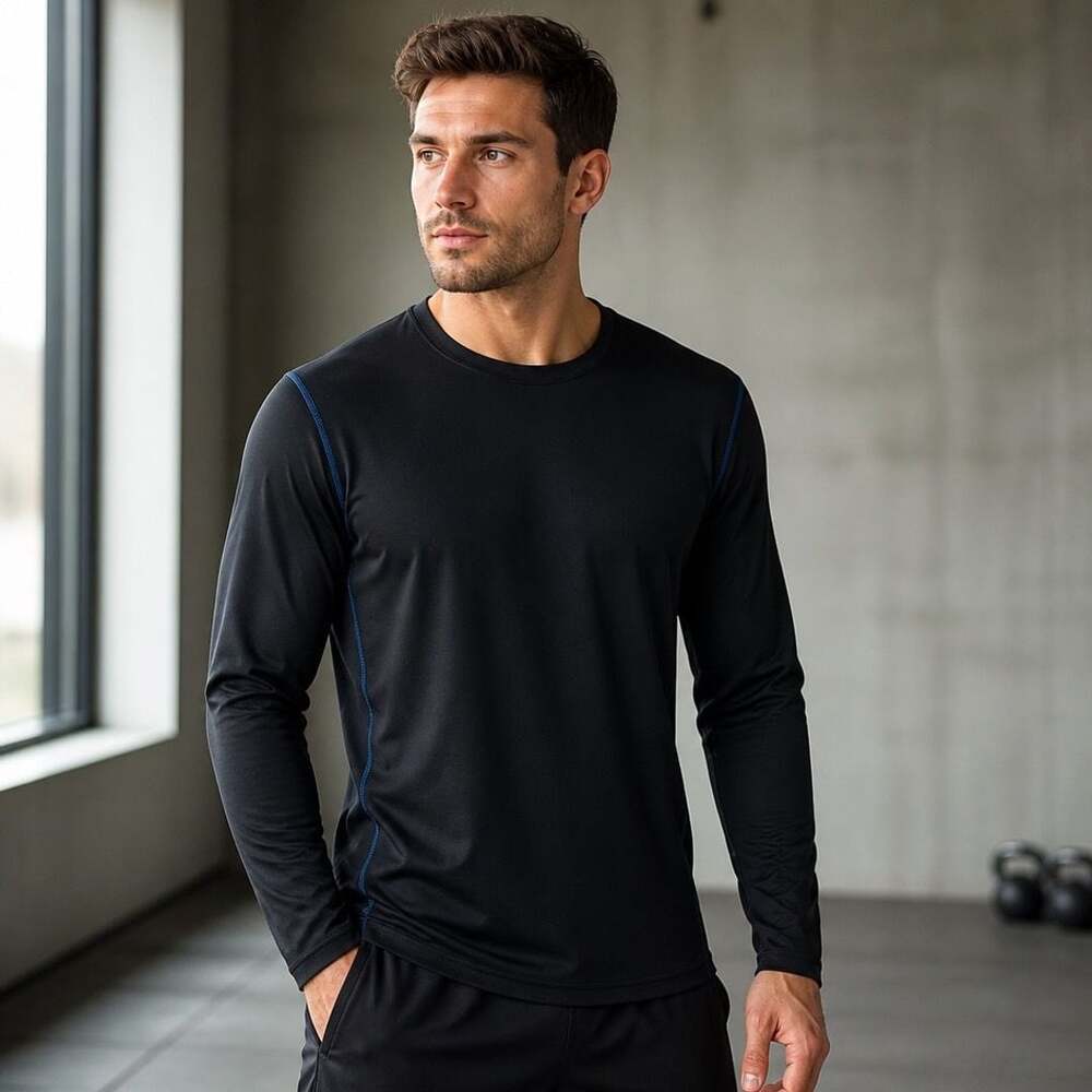 alo Yoga Men's Black Long Sleeve Crew Neck Athletic Shirt Size 2XL